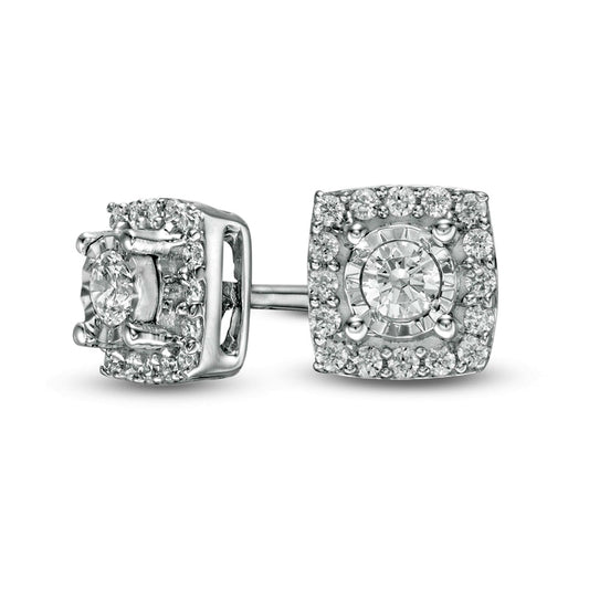 0.13 CT. T.W. Diamond Square Frame Stud Earrings in 10K White Gold