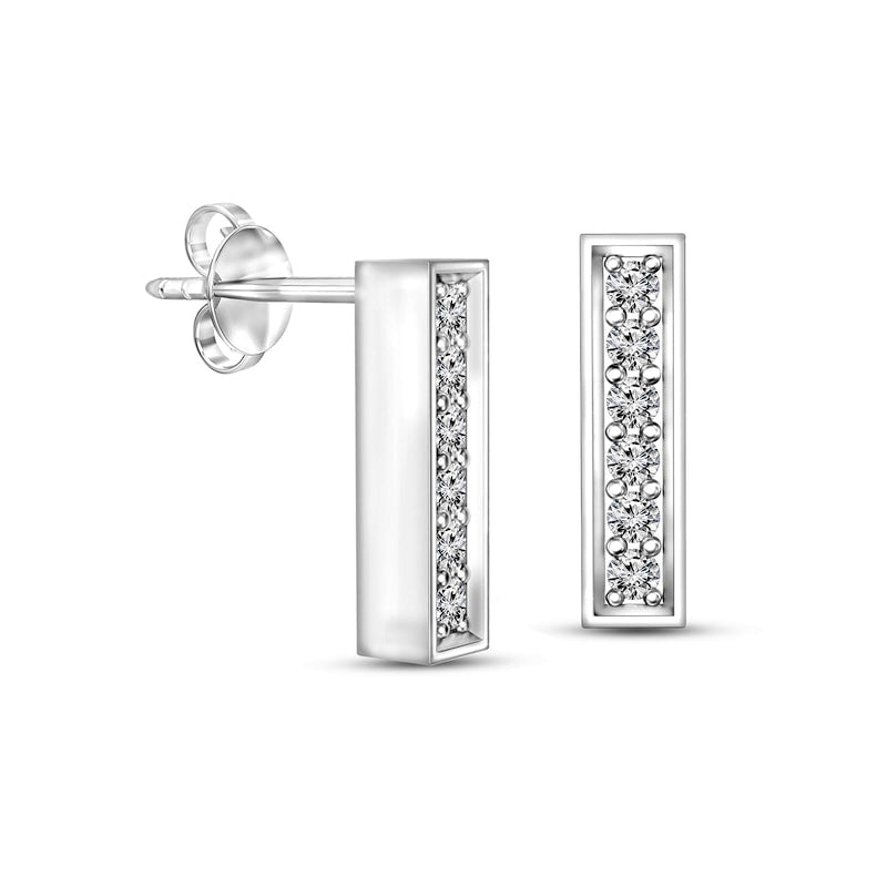 0.25 CT. T.W. Diamond Vertical Bar Drop Earrings in 10K White Gold