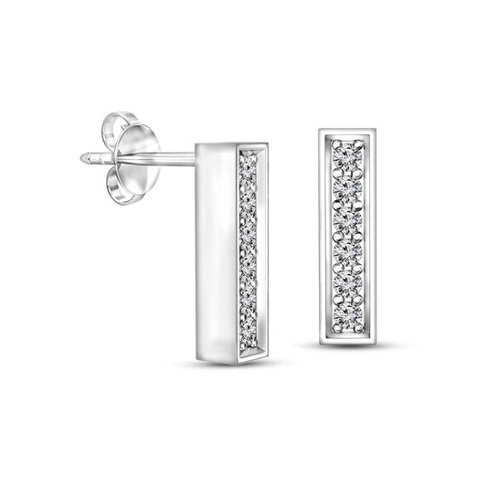 0.25 CT. T.W. Diamond Vertical Bar Drop Earrings in 10K White Gold