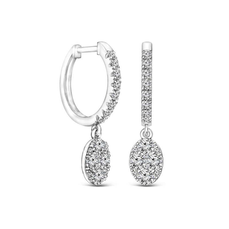 0.5 CT. T.W. Composite Diamond Oval Drop Earrings in 10K White Gold