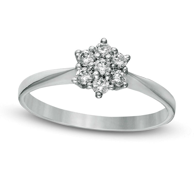 0.25 CT. T.W. Composite Natural Diamond Flower Promise Ring in Solid 10K White Gold