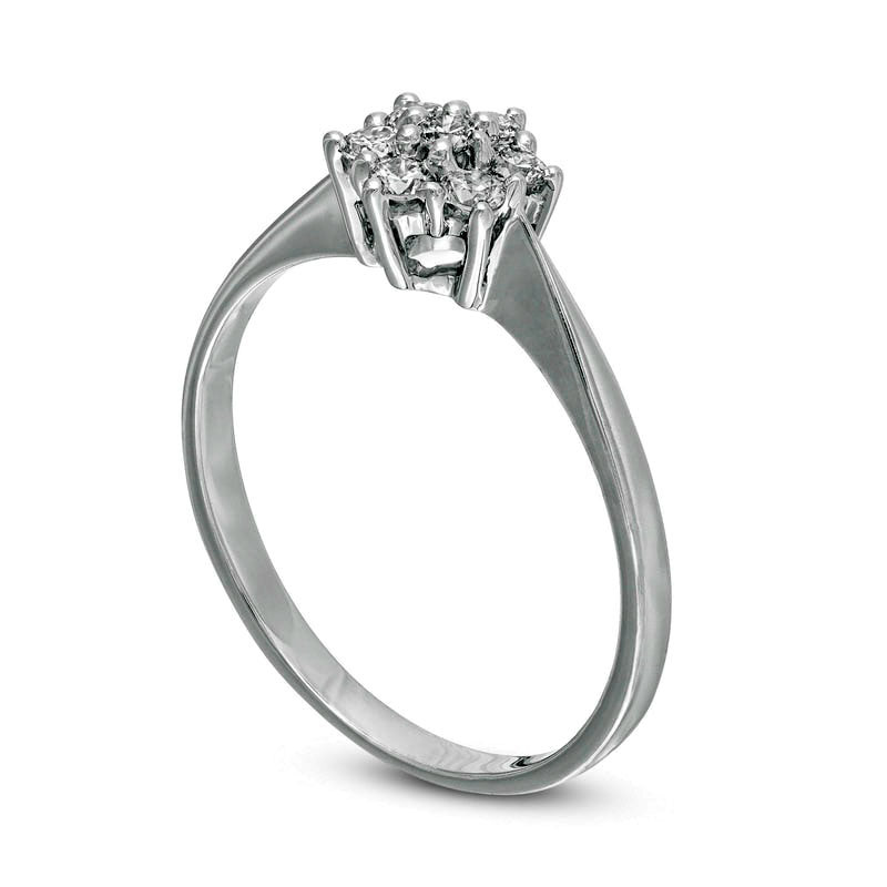 0.25 CT. T.W. Composite Natural Diamond Flower Promise Ring in Solid 10K White Gold