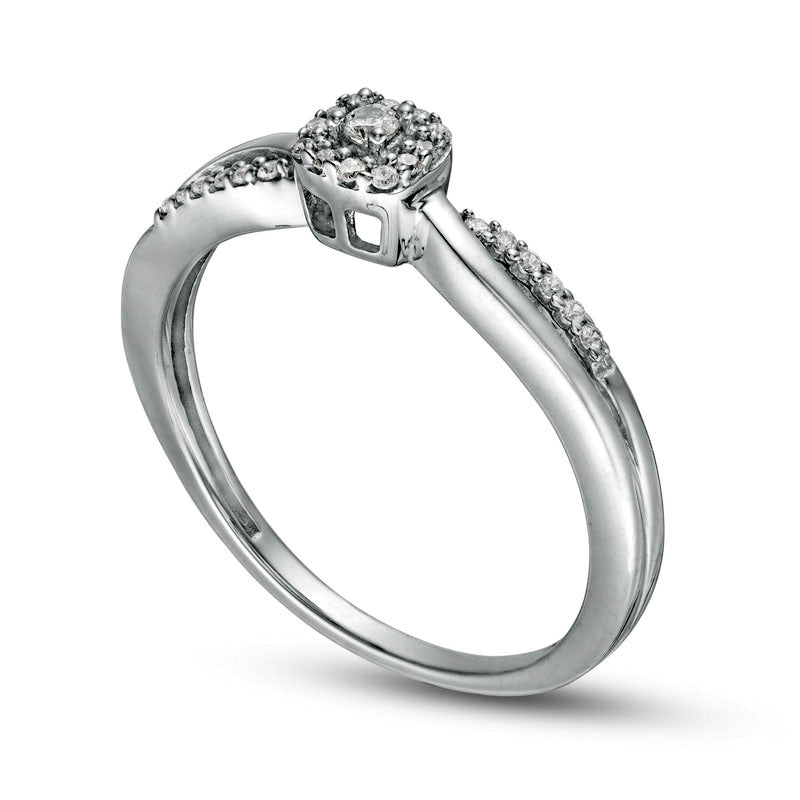 0.10 CT. T.W. Composite Natural Diamond Cushion Frame Crossover Promise Ring in Solid 10K White Gold