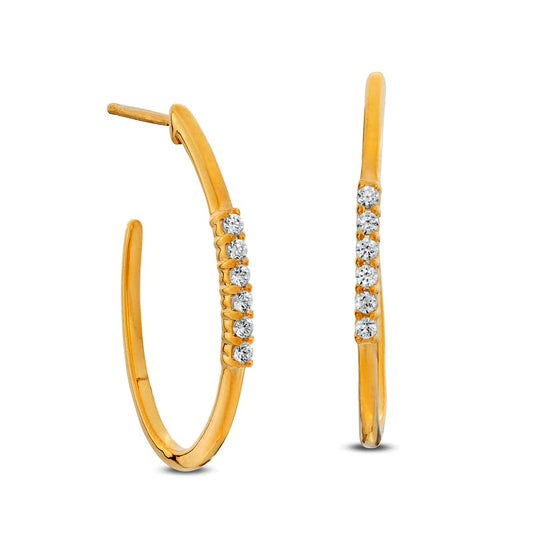 0.17 CT. T.W. Diamond Hoop Earrings in 10K Gold