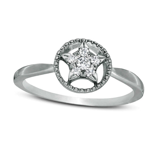 0.13 CT. T.W. Composite Natural Diamond Star in Circle Ring in Sterling Silver