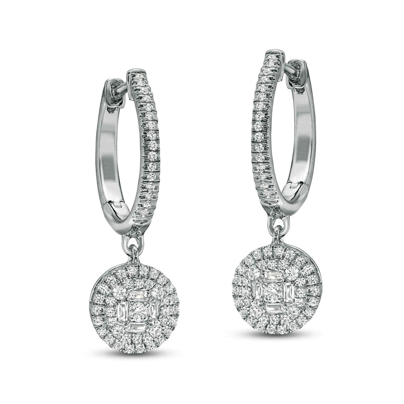 0.5 CT. T.W. Composite Diamond Frame Drop Earrings in 10K White Gold