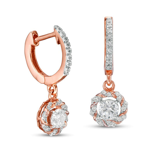 0.5 CT. T.W. Diamond Twist Frame Dangle Hoop Earrings in 10K Rose Gold