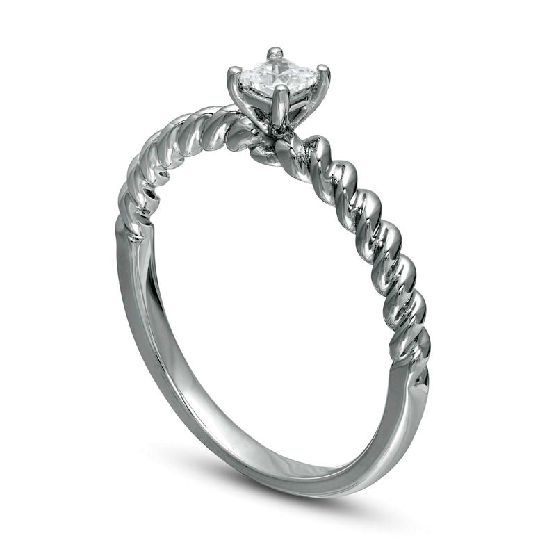 0.20 CT. Princess-Cut Natural Clarity Enhanced Diamond Solitaire Twist Shank Promise Ring in Solid 14K White Gold