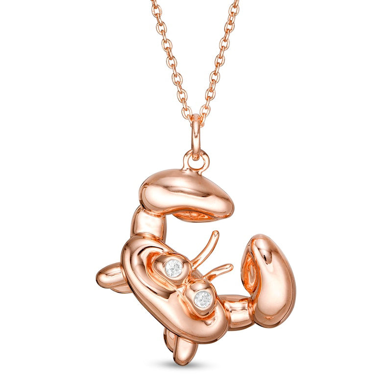 Natural Diamond Accent Balloon Crab Pendant in Sterling Silver with 14K Rose Gold Plate