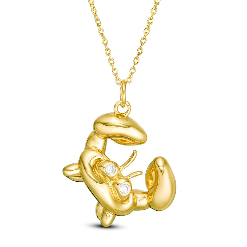 Natural Diamond Accent Balloon Crab Pendant in Sterling Silver with 14K Gold Plate