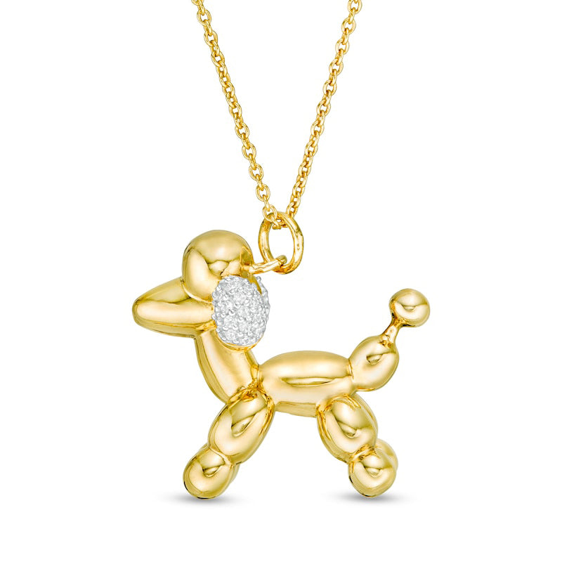 0.05 CT. T.W. Natural Diamond Balloon Poodle Pendant in Sterling Silver with 14K Gold Plate