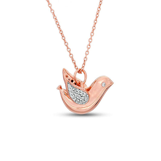 0.1 CT. T.W. Natural Diamond Dove Pendant in Sterling Silver with 14K Rose Gold Plate