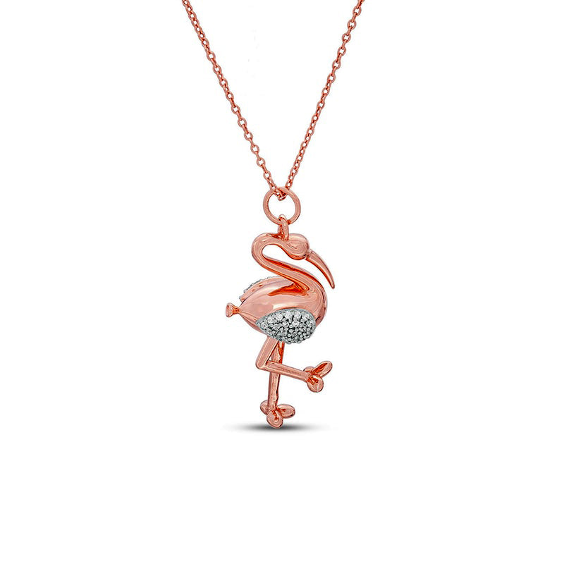 0.1 CT. T.W. Natural Diamond Flamingo Pendant in Sterling Silver with 14K Rose Gold Plate