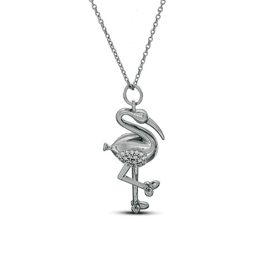 0.1 CT. T.W. Natural Diamond Flamingo Pendant in Sterling Silver