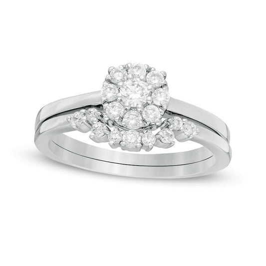 0.50 CT. T.W. Composite Natural Diamond Bridal Engagement Ring Set in Solid 10K White Gold