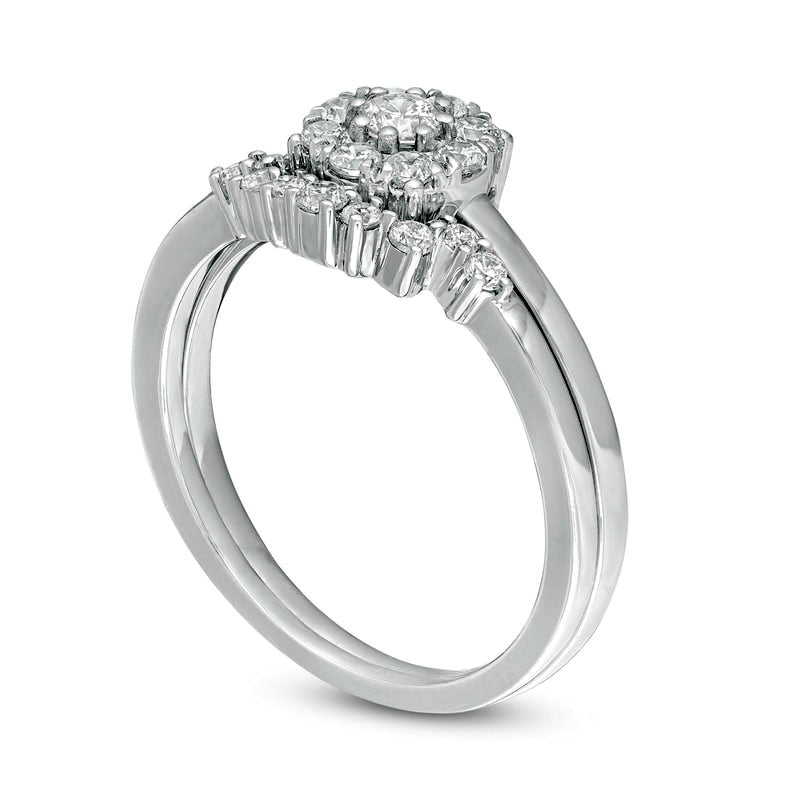 0.50 CT. T.W. Composite Natural Diamond Bridal Engagement Ring Set in Solid 10K White Gold