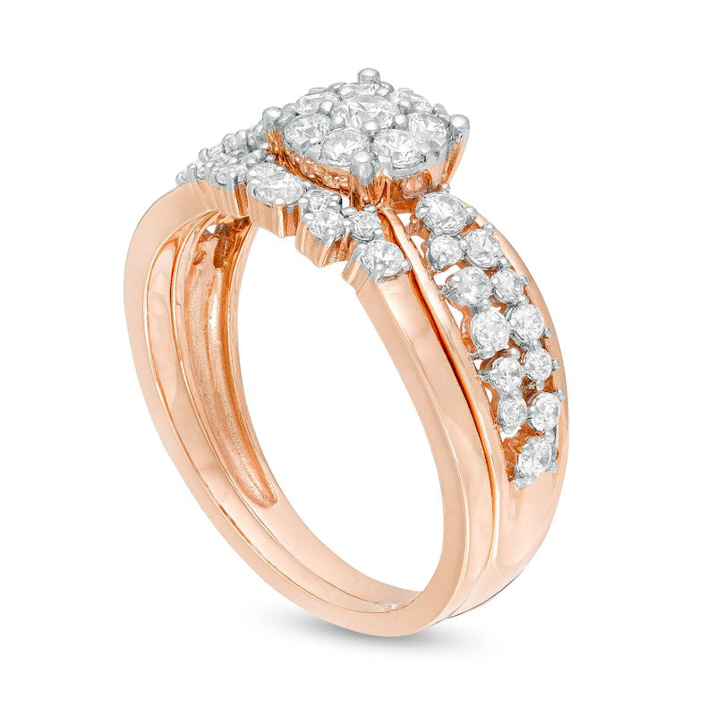 0.75 CT. T.W. Composite Natural Diamond Bridal Engagement Ring Set in Solid 10K Rose Gold