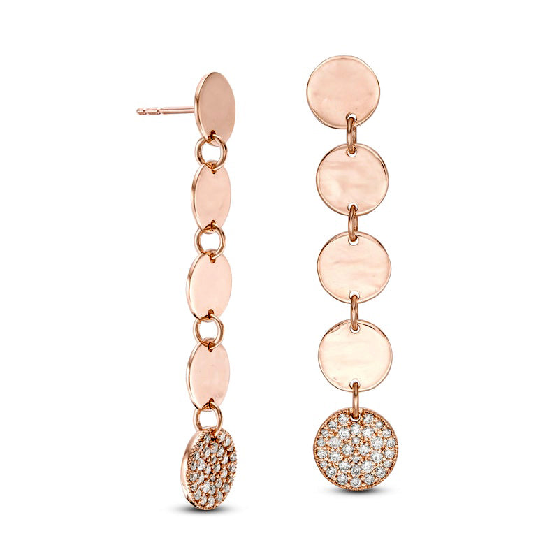 0.38 CT. T.W. Diamond Disc Dangle Drop Earrings in 10K Rose Gold