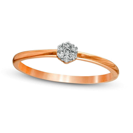 0.07 CT. T.W. Composite Natural Diamond Small Flower Promise Ring in Solid 10K Rose Gold