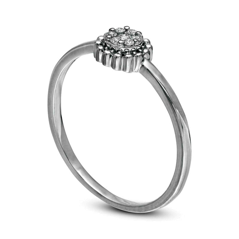 0.07 CT. T.W. Composite Natural Diamond Beaded Flower Promise Ring in Solid 10K White Gold