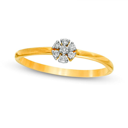 0.07 CT. T.W. Natural Diamond Pinwheel Promise Ring in Solid 10K Yellow Gold