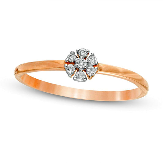 0.07 CT. T.W. Natural Diamond Pinwheel Promise Ring in Solid 10K Rose Gold