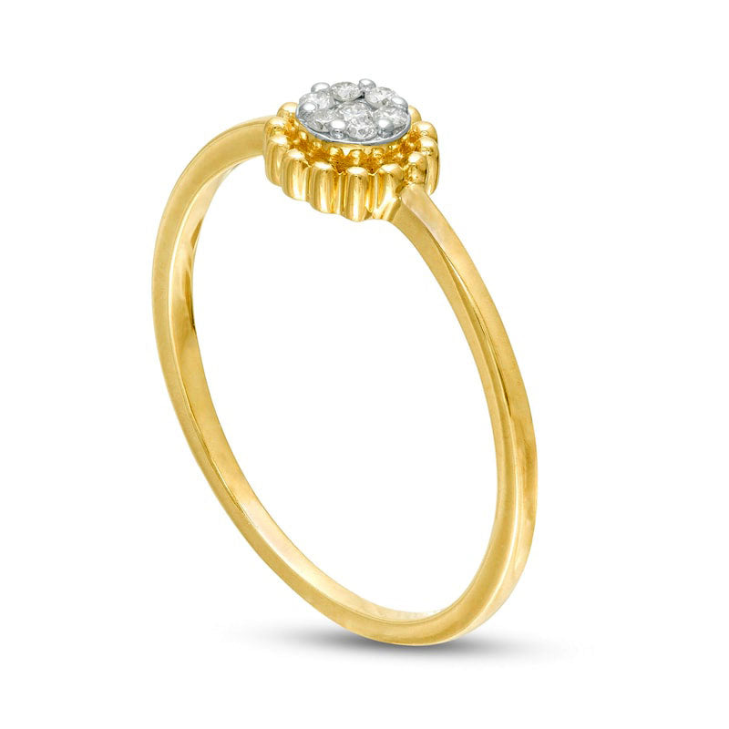 0.07 CT. T.W. Composite Natural Diamond Beaded Flower Promise Ring in Solid 10K Yellow Gold