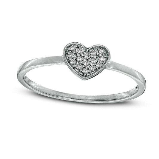 0.07 CT. T.W. Composite Natural Diamond Heart Ring in Solid 10K White Gold