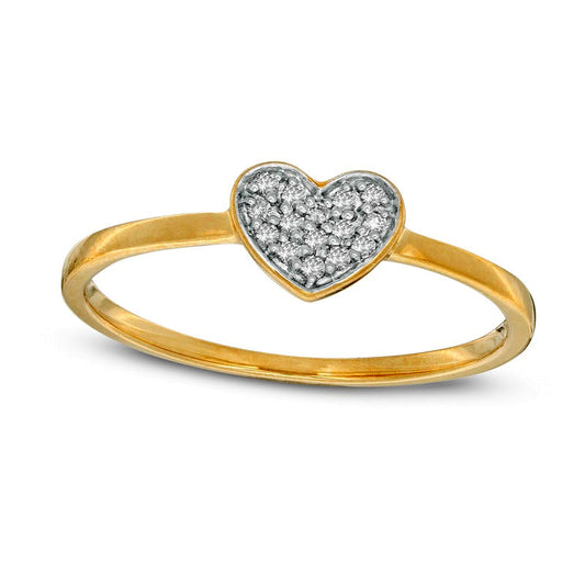 0.07 CT. T.W. Composite Natural Diamond Heart Ring in Solid 10K Yellow Gold