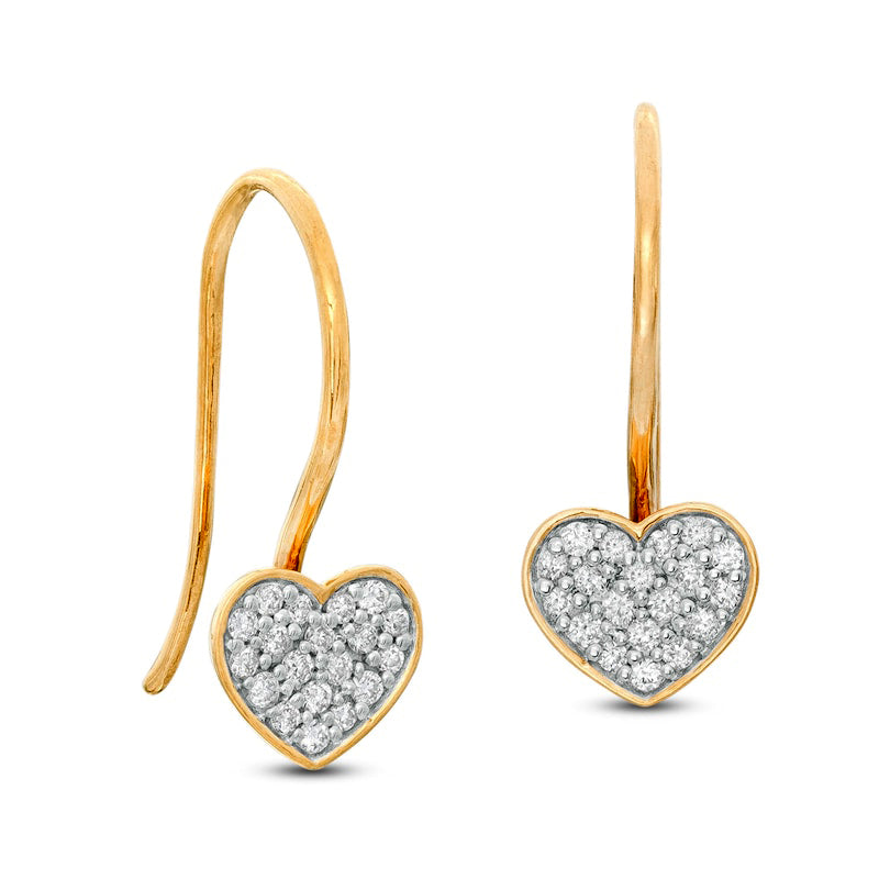 0.17 CT. T.W. Composite Diamond Heart Drop Earrings in 10K Gold