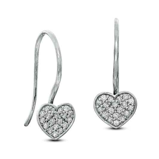 0.17 CT. T.W. Composite Diamond Heart Drop Earrings in 10K White Gold