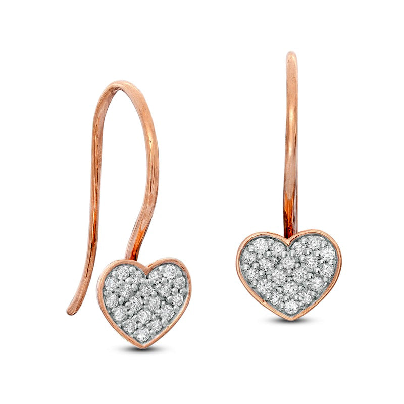 0.17 CT. T.W. Composite Diamond Heart Drop Earrings in 10K Rose Gold