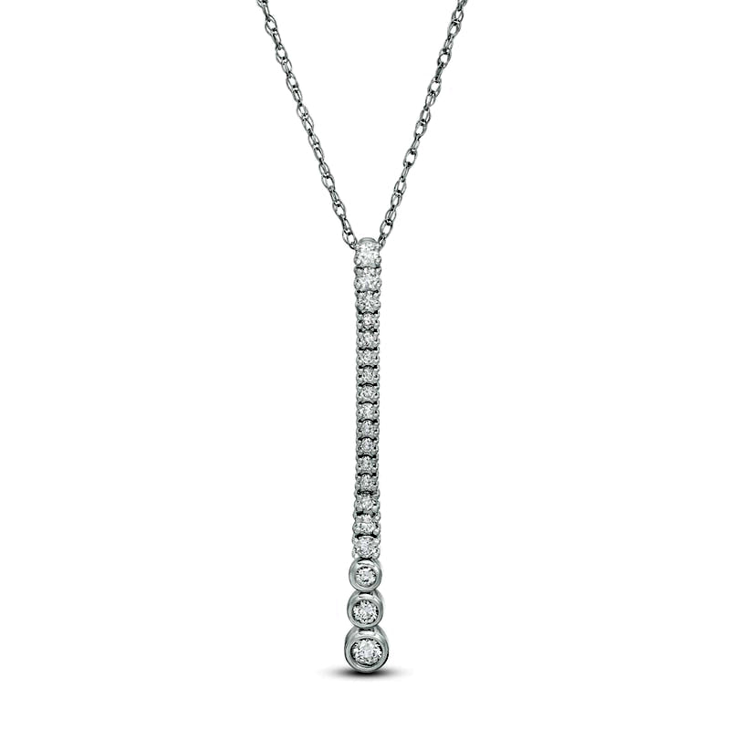 0.25 CT. T.W. Natural Diamond Graduated Drop Pendant in 14K White Gold