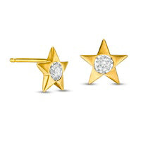 0.17 CT. T.W. Diamond Star Stud Earrings in Sterling Silver with 18K Gold Plate