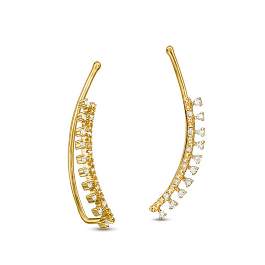 0.13 CT. T.W. Diamond Curved Bar Crawler Earrings in 10K Gold