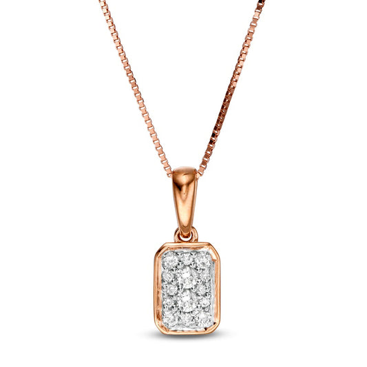 0.13 CT. T.W. Composite Natural Diamond Rectangle Pendant in 10K Rose Gold