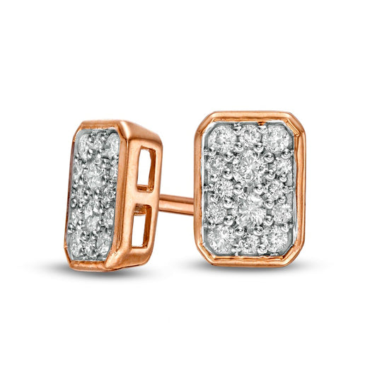 0.2 CT. T.W. Composite Diamond Rectangle Stud Earrings in 10K Rose Gold