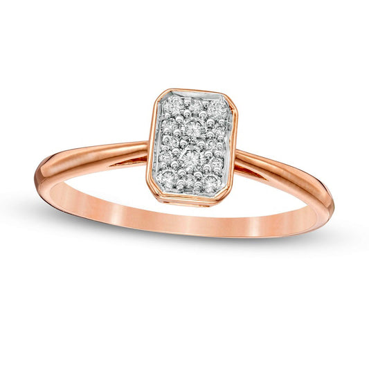 0.13 CT. T.W. Composite Natural Diamond Rectangle Ring in Solid 10K Rose Gold