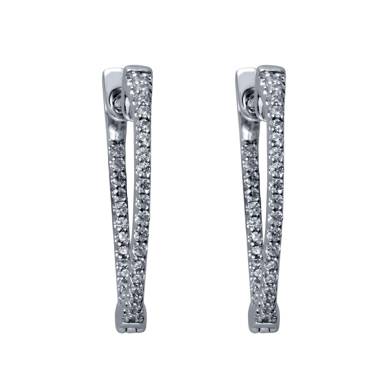 0.25 CT. T.W. Diamond Inside-Out Triangle Hoop Earrings in 10K White Gold