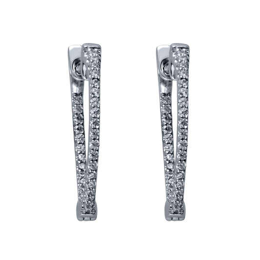 0.25 CT. T.W. Diamond Inside-Out Triangle Hoop Earrings in 10K White Gold