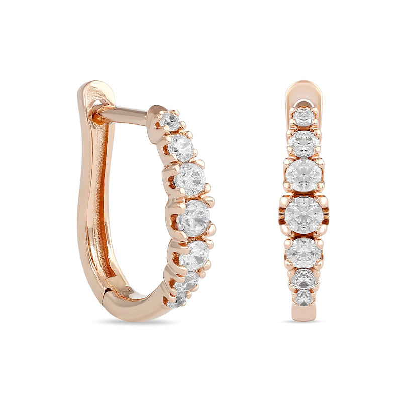 0.33 CT. T.W. Journey Diamond Huggie Hoop Earrings in 10K Rose Gold