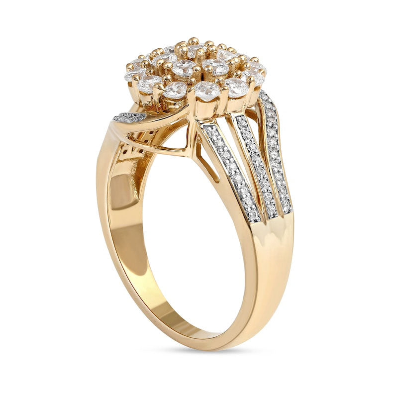 1.0 CT. T.W. Composite Natural Diamond Bypass Ring in Solid 10K Yellow Gold