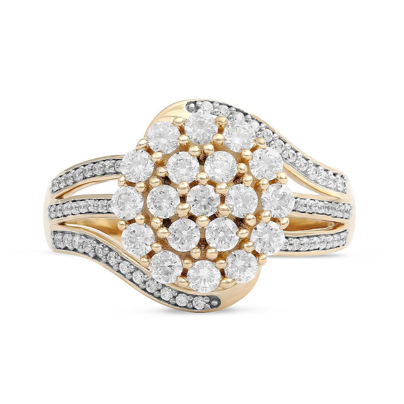 1.0 CT. T.W. Composite Natural Diamond Bypass Ring in Solid 10K Yellow Gold