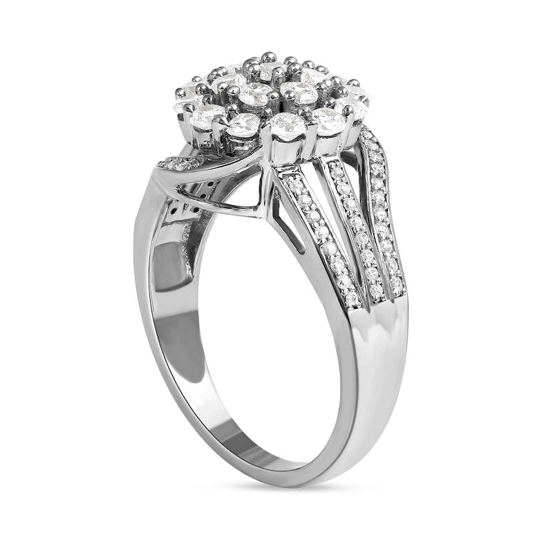 1.0 CT. T.W. Composite Natural Diamond Bypass Ring in Solid 10K White Gold