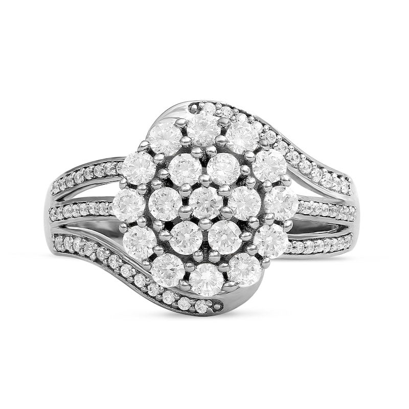 1.0 CT. T.W. Composite Natural Diamond Bypass Ring in Solid 10K White Gold