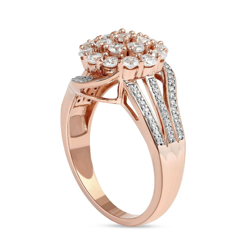 1.0 CT. T.W. Composite Natural Diamond Bypass Ring in Solid 10K Rose Gold