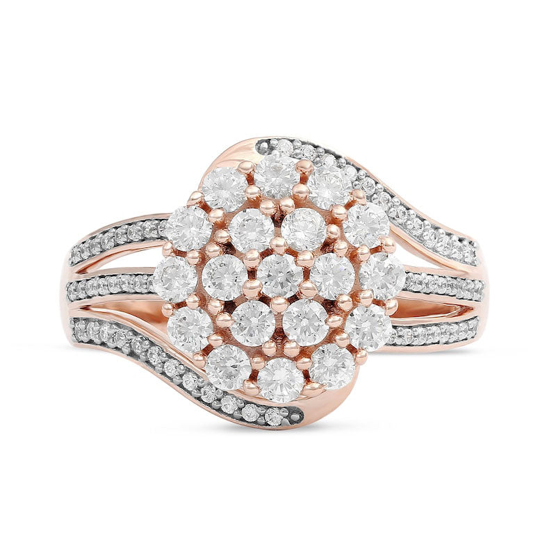 1.0 CT. T.W. Composite Natural Diamond Bypass Ring in Solid 10K Rose Gold