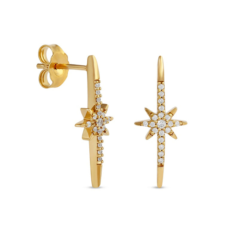 0.1 CT. T.W. Diamond Star Stick Drop Earrings in 10K Gold