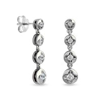 0.2 CT. T.W. Diamond Star Stamp Drop Earrings in Sterling Silver