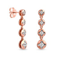 0.2 CT. T.W. Diamond Star Stamp Dangle Drop Earrings in Sterling Silver with 14K Rose Gold Plate